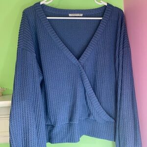 Blue Women’s Long Sleeve Top Coquette Preppy Teen Cute Indie Soft Sweater Trendy
